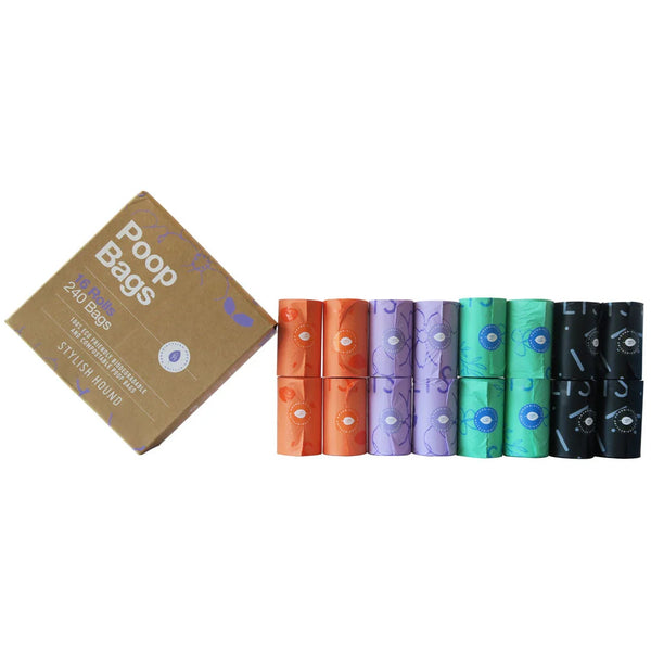 16 ROLLS BIODEGRADABLE COMPOSTABLE POOP BAG (240 BAGS)