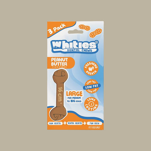Whities Peanut Butter Dental Bone Large 3pk