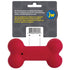 Red bone-shaped toy with JW Pet Company packaging on a white background