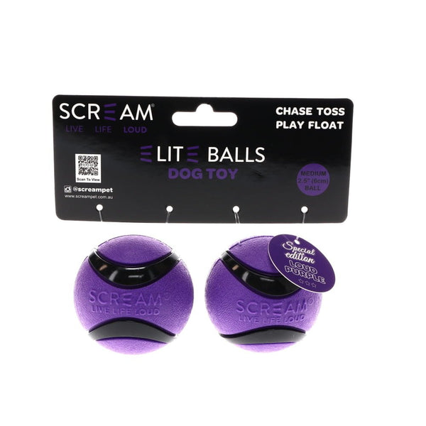 Scream ELITE BALL Loud Purple & Black 2pk - Medium 6cm