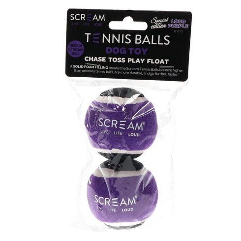 Scream TENNIS BALL Loud Purple/Black 2pk - Medium 6cm