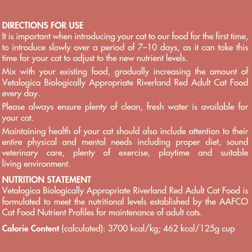 Vetalogica RIVERLAND RED Biologically Appropriate CAT Food