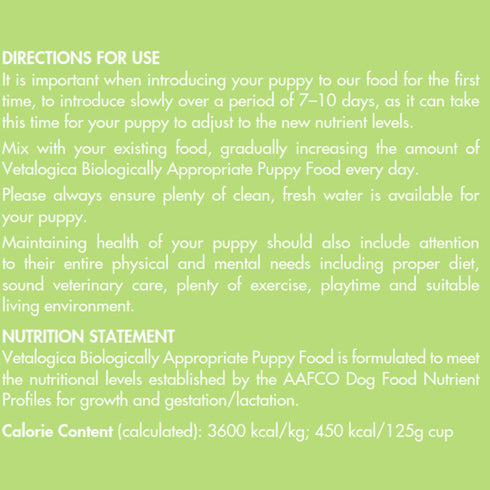 Vetalogica PUPPY Biologically Appropriate DOG Food