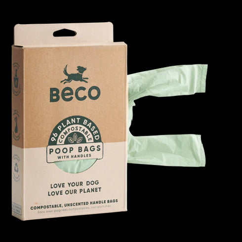 BECO UNSCENTED COMPOSTABLE POOP BAGS WITH HANDLES