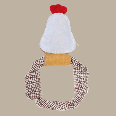 Country Tails Chicken ROPE RING Dog Toy