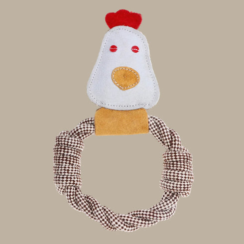 Country Tails Chicken ROPE RING Dog Toy