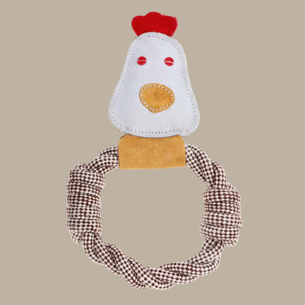 Country Tails Chicken ROPE RING Dog Toy