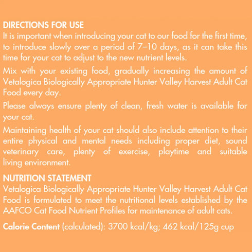 Vetalogica HUNTER VALLEY HARVEST Biologically Appropriate CAT Food