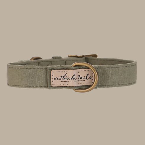 Outback Tails Waxed Canvas Dog Collar - Green
