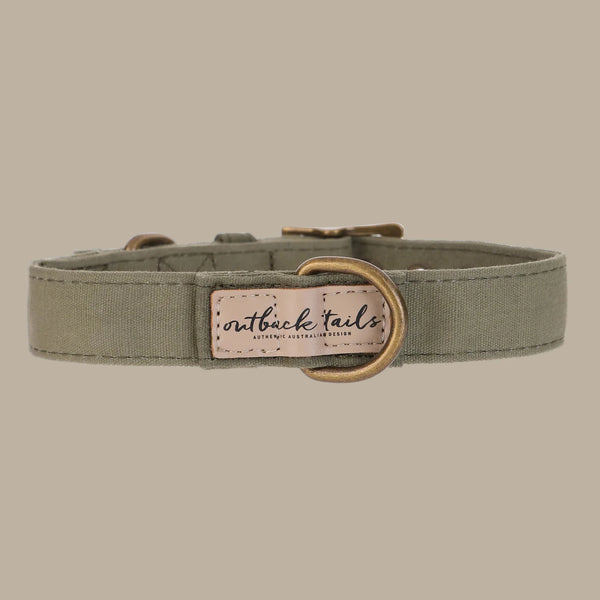Outback Tails Waxed Canvas Dog Collar - Green