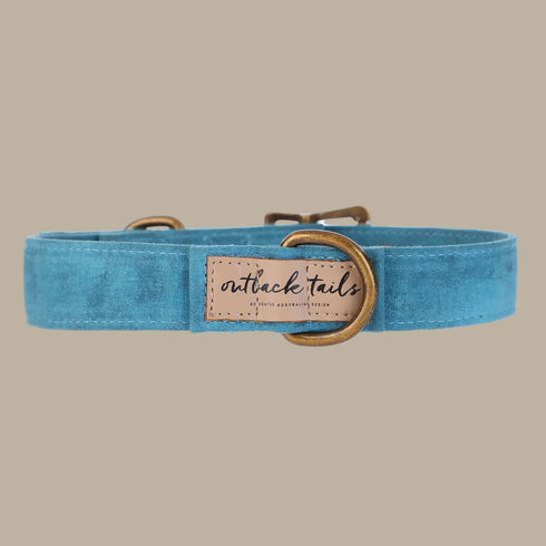 Outback Tails Waxed Canvas Dog Collar - Blue
