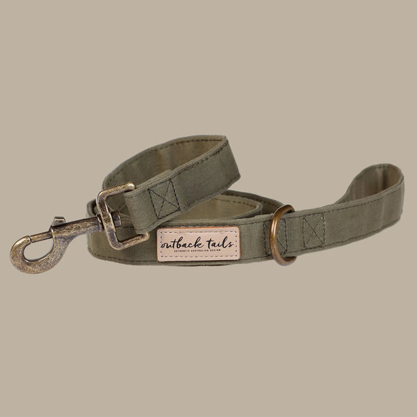 Outback Tails Waxed Canvas Dog Lead - Green