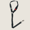 A black anti-shock bungee leash designed for securing pets in a car. The leash features a clip on one end and an adjustable strap with a safety button, ensuring a secure fit to the headrest or seat belt for safe travel.