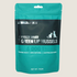 A packaging bag of Freeze Dried Green Lip Mussels for pets, featuring a vibrant teal color with black accents. The label highlights that the product is 100% natural, taurine-rich, and suitable for both cats and dogs, and weighs 70 grams.
