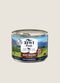 A can of ZIWI Peak Beef Recipe dog food is displayed against a plain background. The label highlights that it contains 91% meat, is suitable for all dog breeds and life stages, and emphasizes the use of ethical, grass-fed beef.